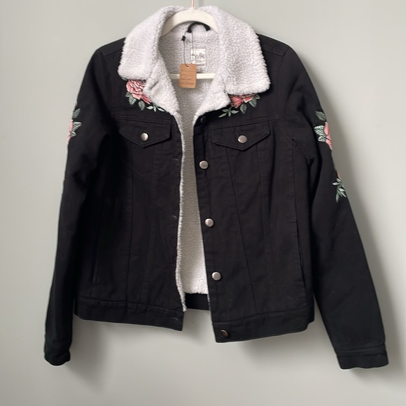 Twik Black Denim Jacket with Fuzzy Collar - Picture 10 of 10